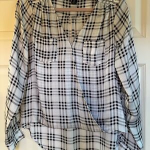 WHBM Plaid V-Neck Women's Top